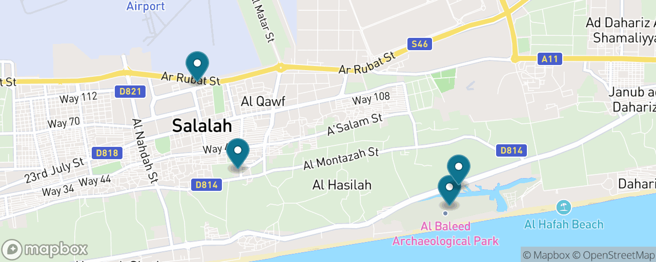 Map of the stops on “The Frankincense & UNESCO Classic”