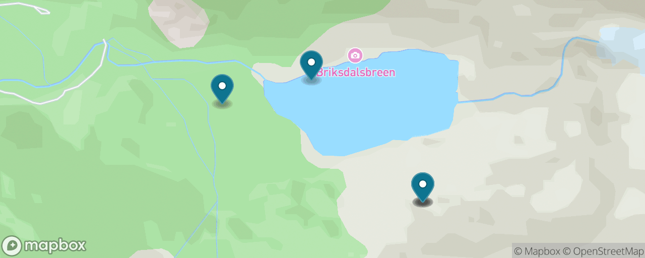 Map of the stops on “Briksdal Glacier: Troll Car to the Jostedalsbreen Ice”