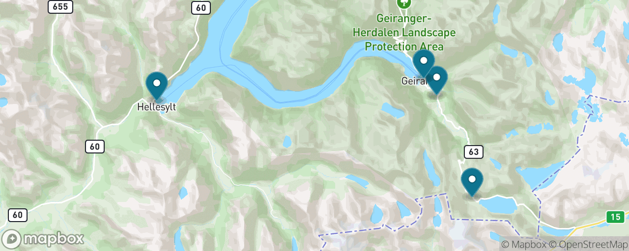 Map of the stops on “Dalsnibba Skywalk & the Golden Route”