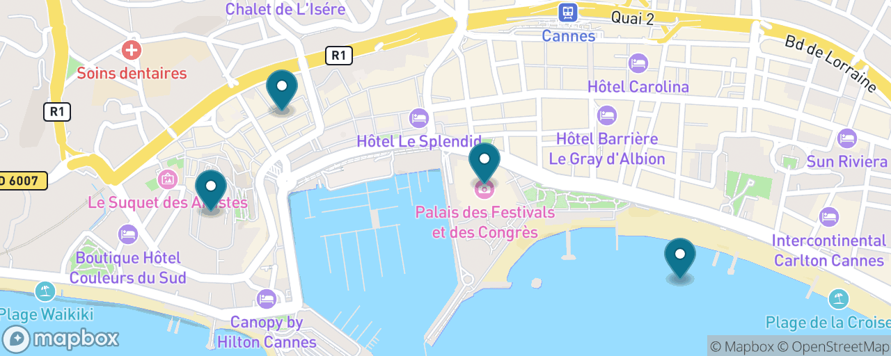 Map of the stops on “The Free Cannes Day”