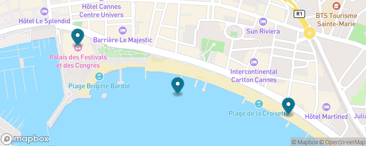 Map of the stops on “La Croisette & the Beach”