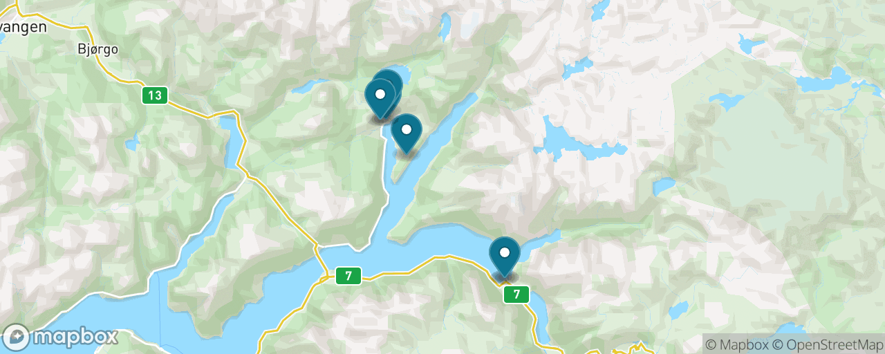 Map of the stops on “Ulvik Cider Farms by Boat”