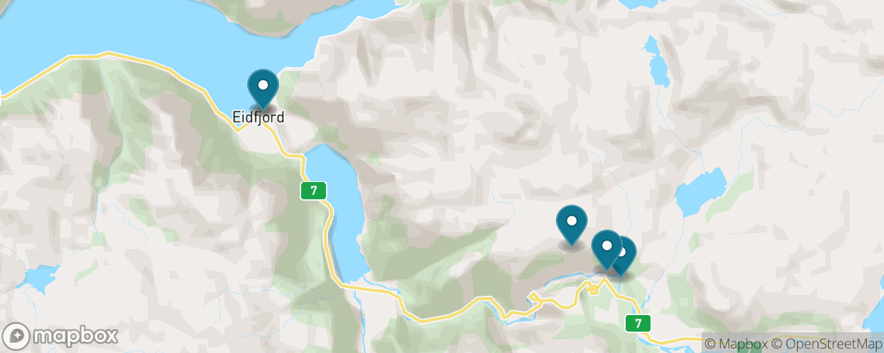 Map of the stops on “Vøringsfossen & the Sky Bridge”