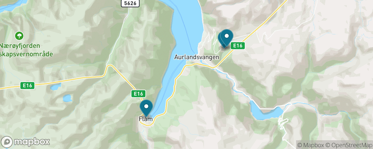 Map of the stops on “Stegastein Viewpoint & Aurland”