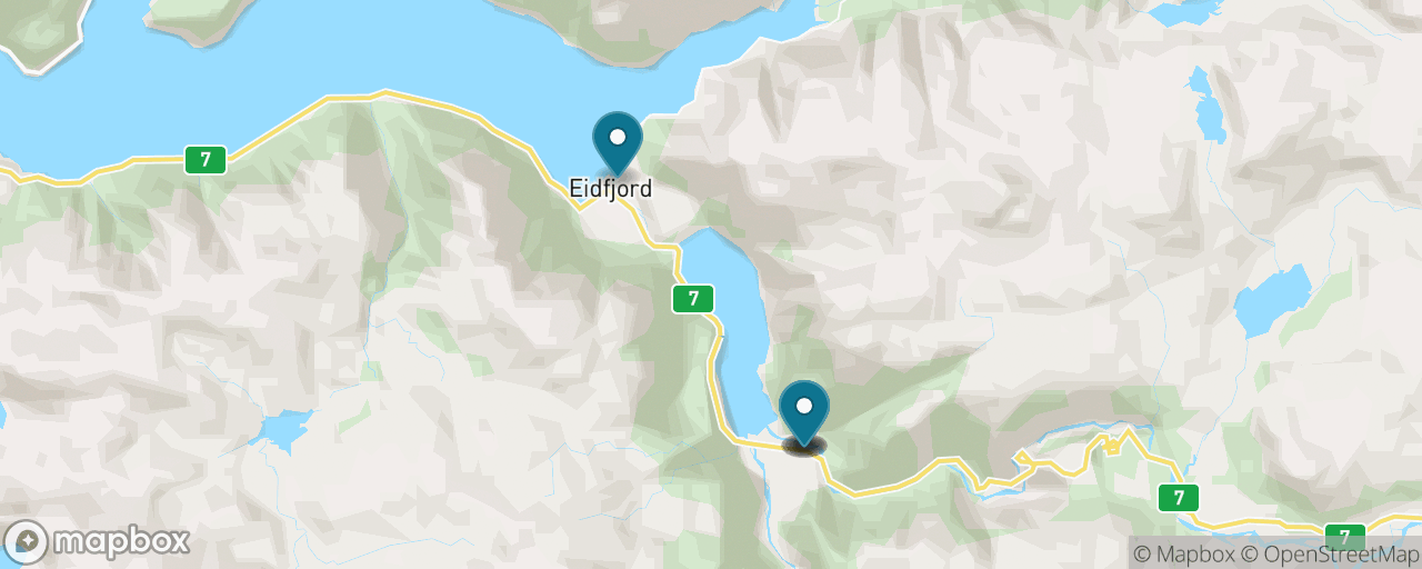 Map of the stops on “Hardangervidda Nature Centre”