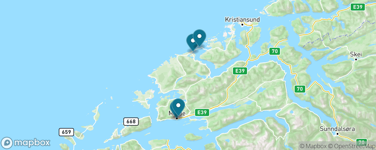Map of the stops on “Atlantic Road & Varden by Audio Bus”