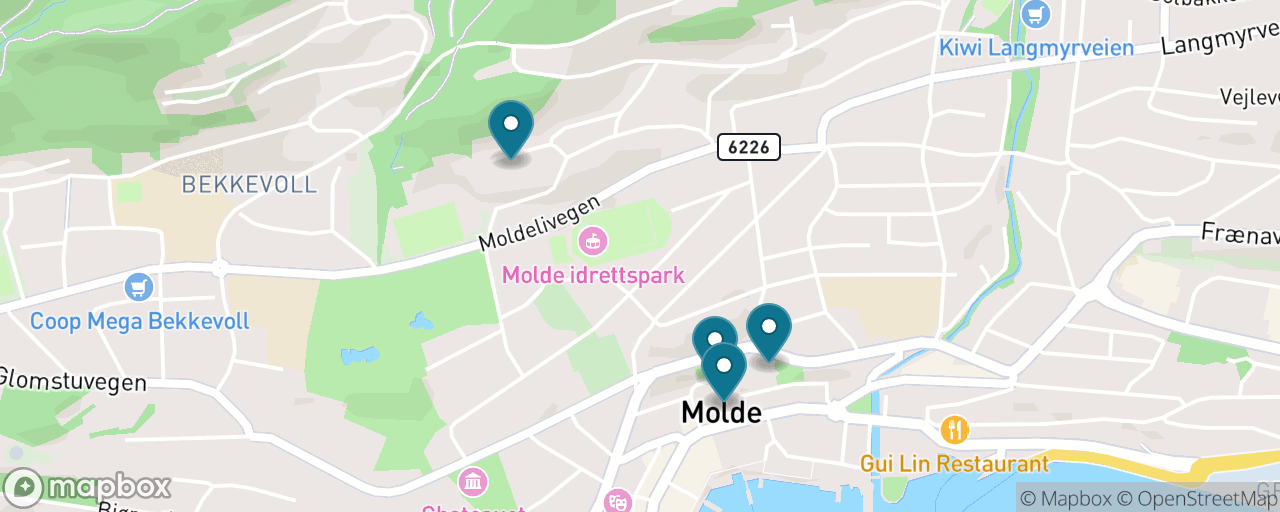 Map of the stops on “Molde on Foot: Roses, Cathedral & Harbour”