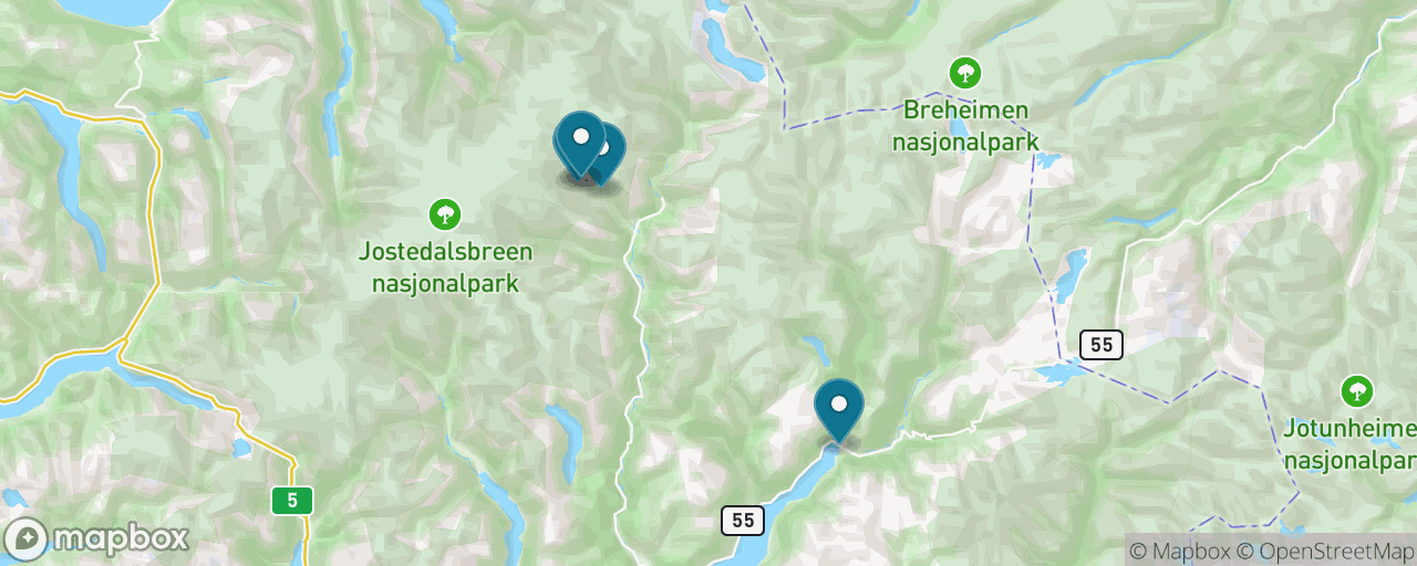 Map of the stops on “Nigardsbreen Blue Ice Hike”