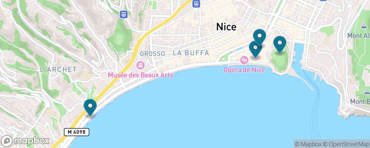 Map of the stops on “Nice: Vieux Nice, Castle Hill & the Promenade”