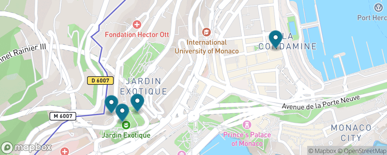 Map of the stops on “Jardin Exotique & Observatory Cave”