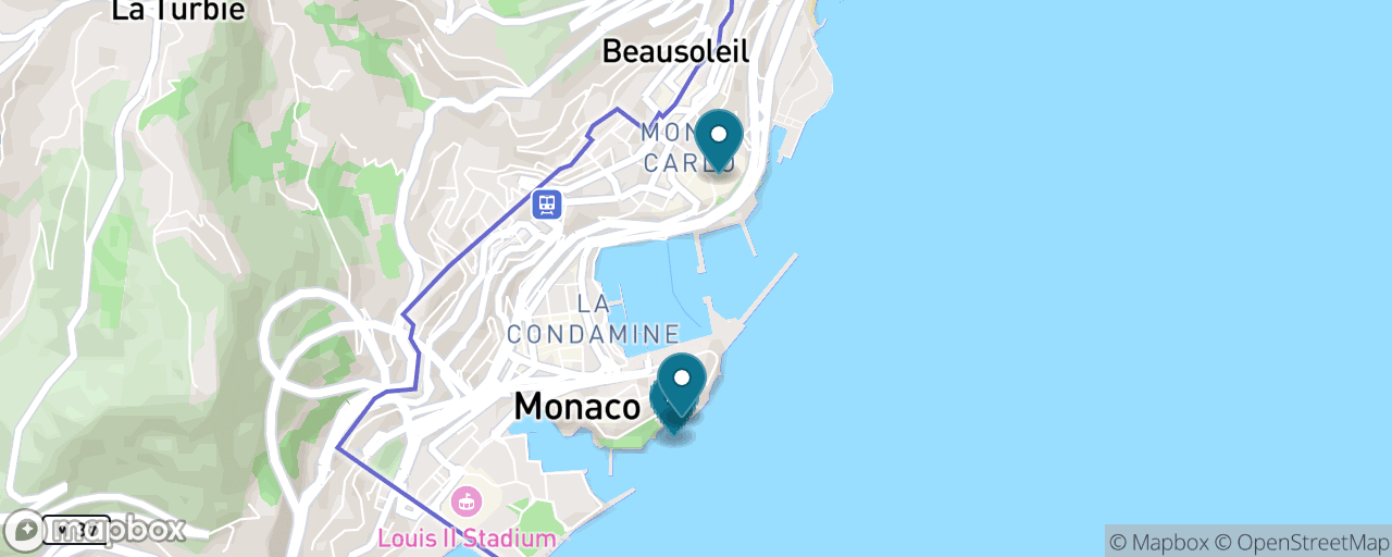 Map of the stops on “Monaco & Monte-Carlo by Train”