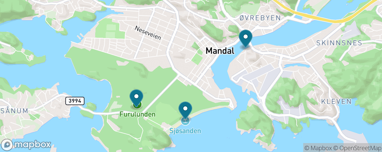 Map of the stops on “Sjøsanden Beach & Furulunden”
