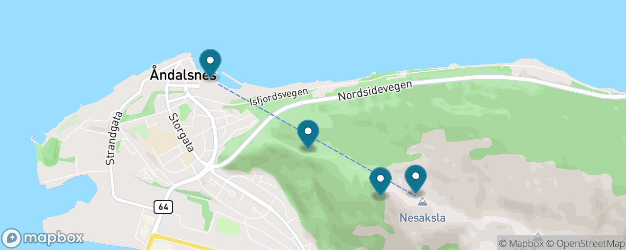 Map of the stops on “Climb the Romsdal Stairs to Rampestreken”