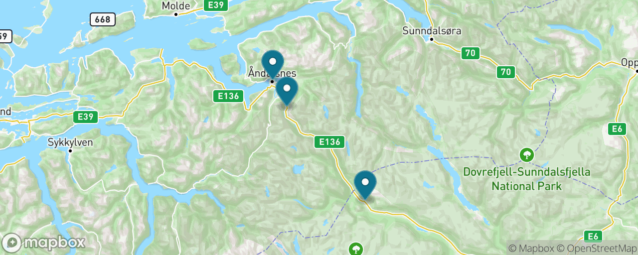 Map of the stops on “Europe's Most Scenic Train to Bjørli”