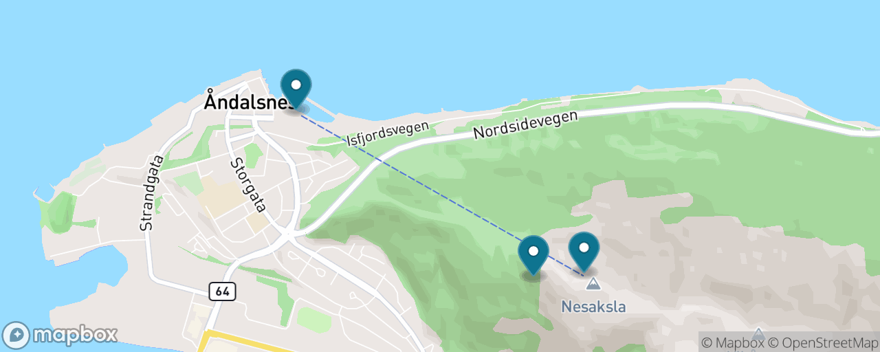 Map of the stops on “Gondola Up, Rampestreken Ledge”