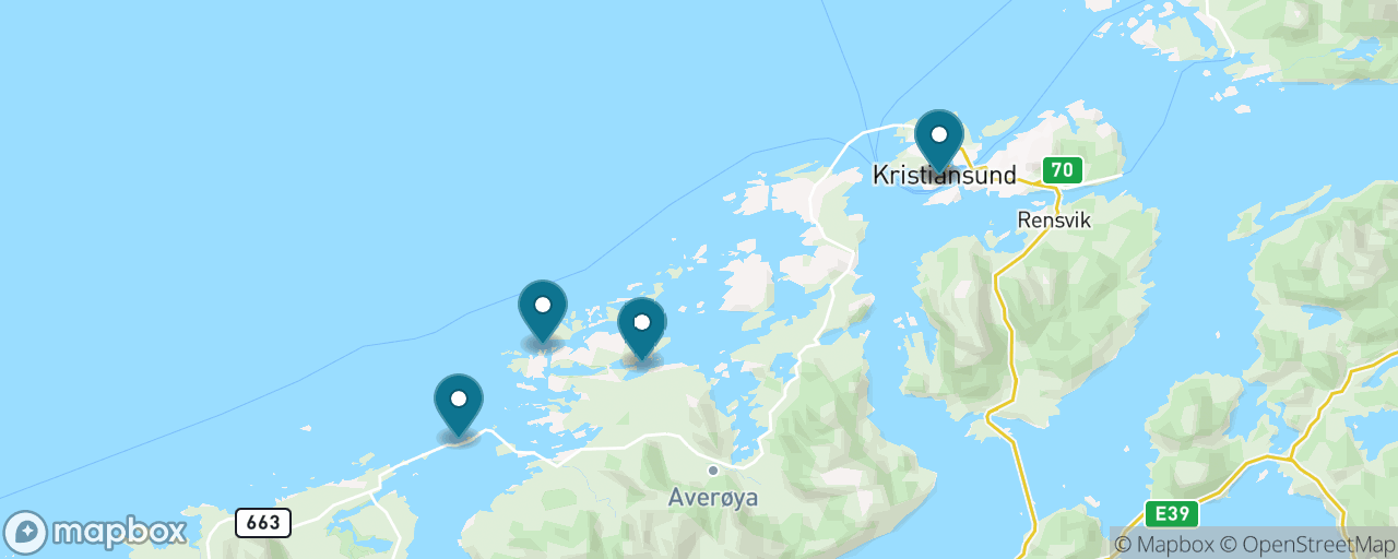 Map of the stops on “Atlantic Road Drive”