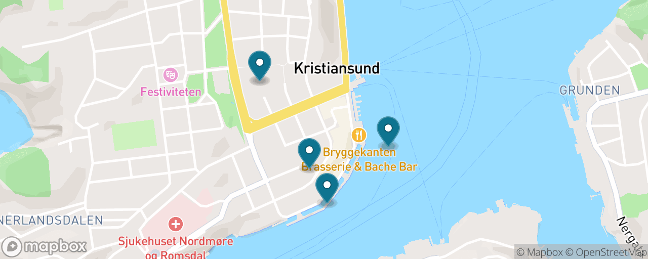 Map of the stops on “Kristiansund Town Stroll”