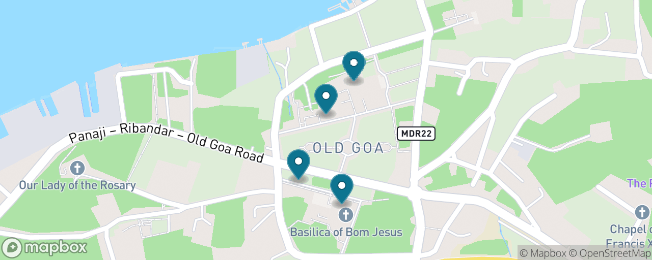 Map of the stops on “Old Goa's Golden Churches”