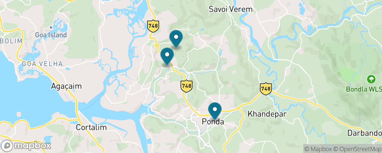 Map of the stops on “Ponda's Hindu Temples”