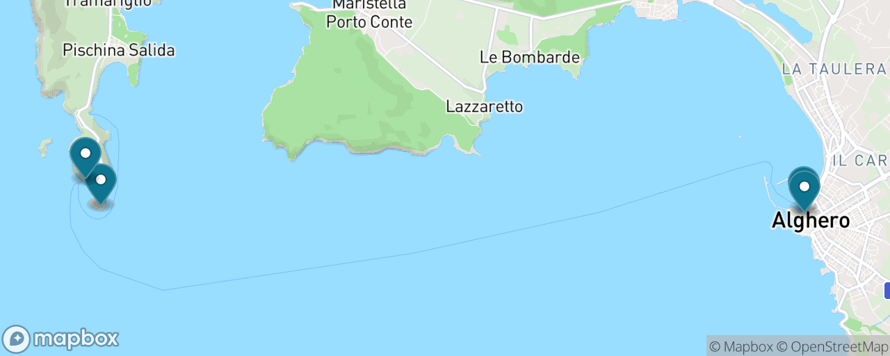 Map of the stops on “Neptune's Grotto by Boat from the Tender Harbour”