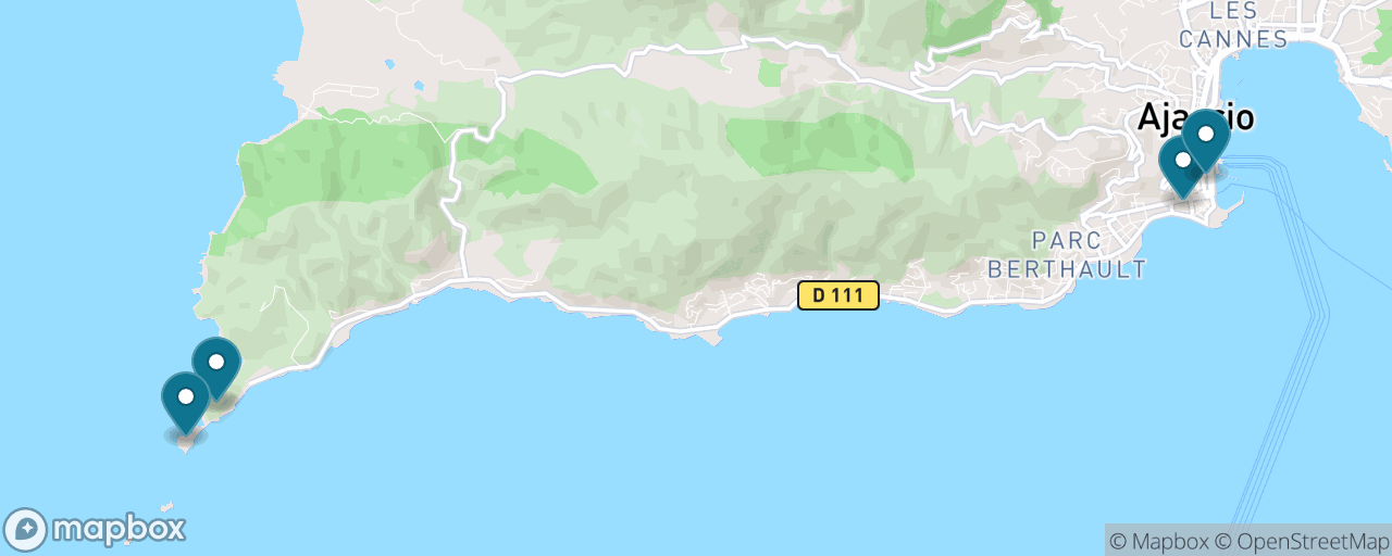 Map of the stops on “The Sanguinaires View for Three Euros”