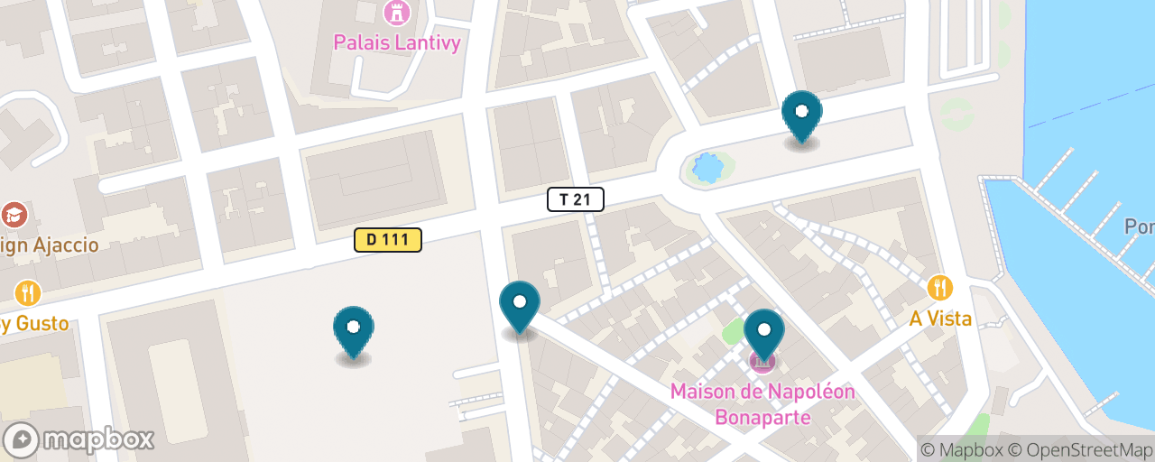 Map of the stops on “Napoleon's Ajaccio, Done Properly”