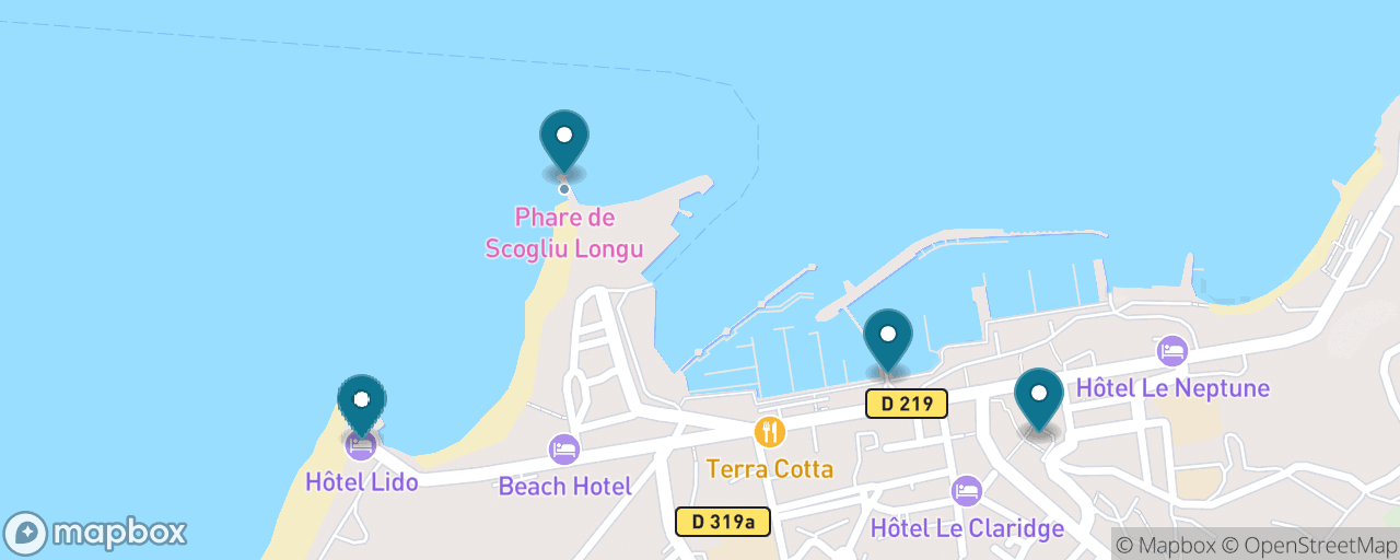 Map of the stops on “Propriano for Free: Harbour, Lighthouse and Lido”