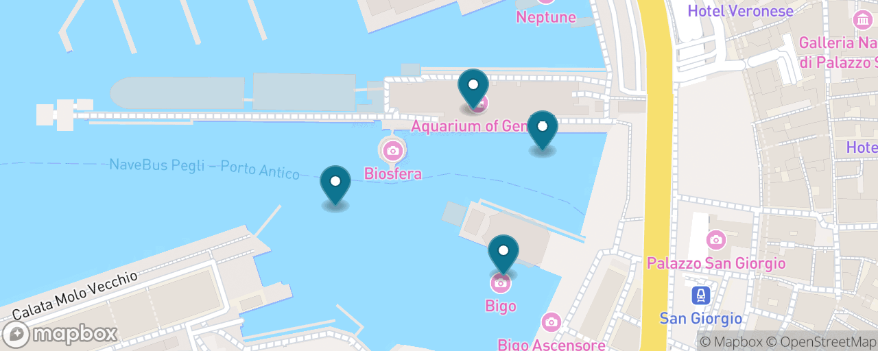 Map of the stops on “Aquarium & Porto Antico Family Day”