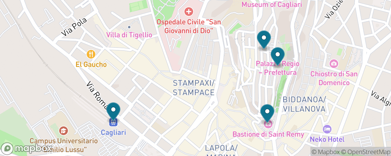 Map of the stops on “Castello Without the Coach”