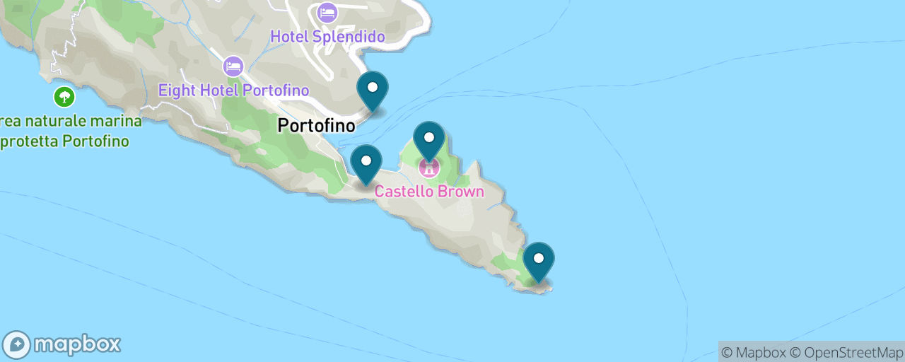 Map of the stops on “The Portofino Icon: Piazzetta, Castello Brown & Lighthouse”