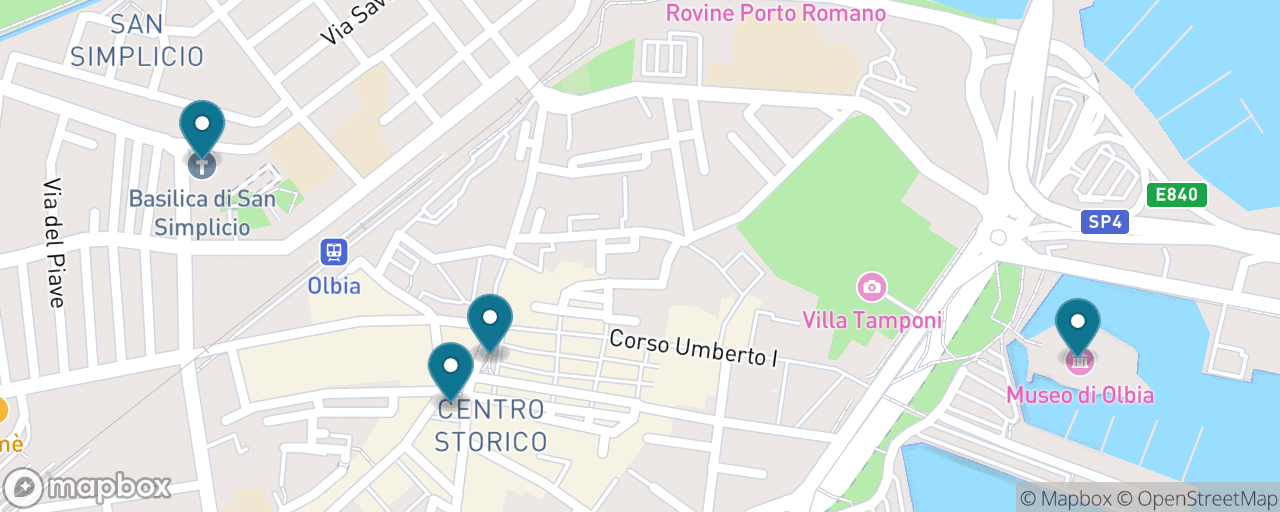 Map of the stops on “Rainy Day: Museum, Basilica and a Long Gallurese Lunch”