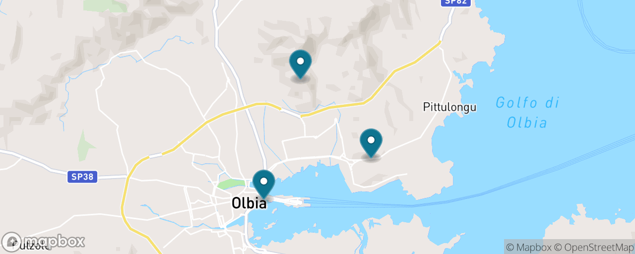 Map of the stops on “Nuragic Olbia: Sacred Well and Hilltop Nuraghe”