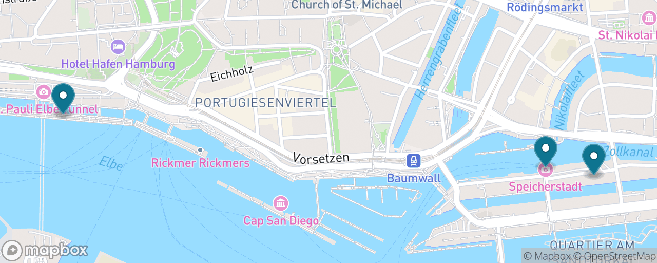 Map of the stops on “Hamburg with Kids”